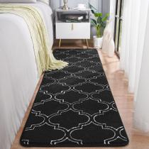 Tapete Chicrug 61x152 cm Fluffy Memory Foam Black White Runner