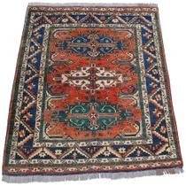 Tapete Clássico Persa Kazak Feito à Mão Colorido 1,76 x 1,87m Tapete Clássico Persa Kazak Feito à Mão Colorido 1,76 x 1,87m