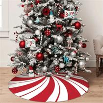 Tapete Clássico Vermelho E Branco Com Estampa De Menta Para Árvore De Natal 120cm - Decoração Para Tapete Clássico Vermelho E Branco Com Estampa De Menta Para Árvore De Natal 120cm - Decoração Para