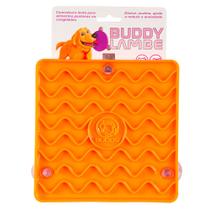Tapete Comedouro Lento Antiengasgo Com Ventosa Buddy Toys Lambe Ondas Para Cachorros E Gatos Quadrado Na Cor Laranja