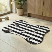 Tapete Comedouro Pet Osso Preto e Branco Para Cachorro Antiderrapante