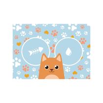 Tapete Comedouro PVC Retangular 35x50cm Gato Azul