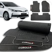 Tapete Corolla 2018 e 2019 Borracha Premium Traseiro Inteiriço Preto 3 Peças Bordado Exclusivo Luxo