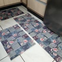 Tapete Cozinha Jogo 3 Peças Antiderrapante Mosaico e Rosas Tapete Cozinha Jogo 3 Peças Antiderrapante Mosaico e Rosas