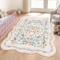 Tapete Dadasgk Floral Rosa 152x213 cm Antiderrapante Lavável