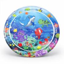 Tapete de Água Com Borda Inflável Interativo Bebê Tummy Time Almofada Sensorial Atividades Infantil Fundo do Mar Colorido Para Brincar