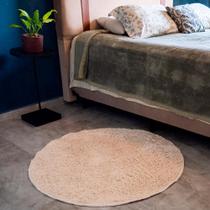 Tapete de algodão redondo para Sala, Quarto e Escritório - Tamanho - 1,20m x 1,20m - Cor cru baixo