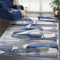 Tapete de Área Abani Regal REG130A Azul Cinza Lavável 61x91cm