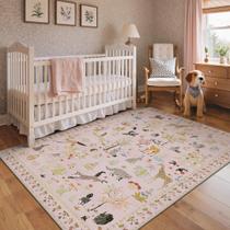 Tapete de Área BESBLEE 127x213cm Rosa Animal Floral 5x7 Tapete de Área BESBLEE 127x213cm Rosa Animal Floral 5x7