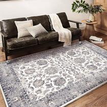 Tapete de área CHAMPLANT lavável 120 x 180 cm com design de treliça vintage