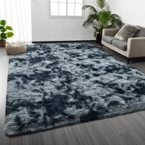 Tapete de área Deerhoo Large Shag 150 x 240 cm azul e cinza Tapete de área Deerhoo Large Shag 150 x 240 cm azul e cinza