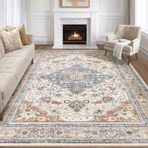 Tapete de área LOONGRUG Oriental Bloom Bege Azul 240x300cm Tapete de área LOONGRUG Oriental Bloom Bege Azul 240x300cm