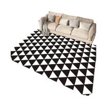 Tapete De Área Macio Com Padrão Geométrico Listrado Em Preto E Branco Para Sala De Estar E Quarto