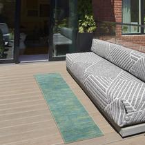 Tapete de área Nourison Essentials para interior/exterior azul verde 70x305cm