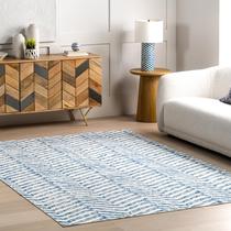 Tapete de área NuLoom BIRV Rosanne Blue 60 cm x 90 cm Lavável à máquina