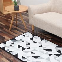Tapete de área: poliéster com padrão de treliça geométrica para sala de estar