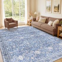 Tapete de Área Sasttie 6x9 Lavável Azul Ultramacio