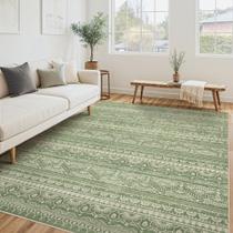 Tapete de Área Tortania Lavável 150x240cm Verde para Sala de Estar Tapete de Área Tortania Lavável 150x240cm Verde para Sala de Estar