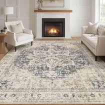Tapete de Área Tortania para Sala de Estar - Tapete Boho Lavável 8x10 Vintage Oriental Desgastado Estilo Fazenda Grande e Fino para Interior Sala, Quarto, Sob Mesa de Jantar e Escritório - Creme Azul Tapete de Área Tortania para Sala de Estar - Tapete Boho Lavável 8x10 Vintage Oriental Desgastado Estilo Fazenda Grande e Fino para Interior Sala, Quarto, Sob Mesa de Jantar e Escritório - Creme Azul