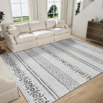 Tapete de área Tosuoka, grande, lavável, de 4 x 6 pés para sala de estar, cinza Tapete de área Tosuoka, grande, lavável, de 4 x 6 pés para sala de estar, cinza