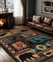 Tapete de área YIHOUSE 152 x 213 cm com design rústico de urso estilo cabana