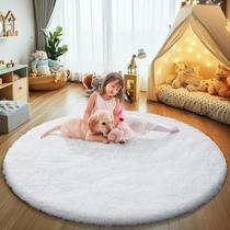 Tapete de área yulidayang branco fofo redondo de 90 cm x 90 cm para quarto Tapete de área yulidayang branco fofo redondo de 90 cm x 90 cm para quarto