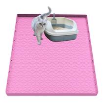 Tapete de areia para gatos Jacooxi Silicone impermeável 70x55cm rosa Tapete de areia para gatos Jacooxi Silicone impermeável 70x55cm rosa