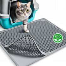 Tapete de areia para gatos PUPMATE impermeável e antirrastreamento cinza