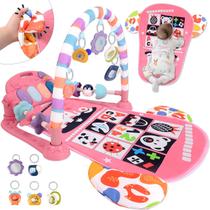 Tapete de Atividades Baby Gym TAMOIE - Tummy Time com Piano e Chute - Rosa