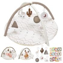 Tapete de Atividades Macramê para Bebê - Com 6 Brinquedos e 12 Cartões
