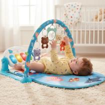 Tapete de Atividades para Bebê Musical com Piano e Arco de Brinquedos Interativos