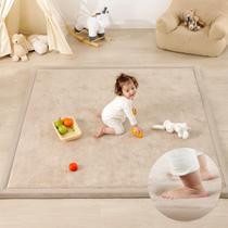 Tapete de Atividades para Bebê PaPaMat, Espuma de 3,3 cm de Espessura, 200 x 150 cm, Bege
