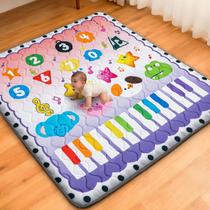 Tapete de Atividades para Bebê RONGFA, 127 cm x 127 cm, Espuma Acolchoada Grossa, Macio e Confortável, Tapete para Cercadinho de Bebês e Crianças, Lavável na Máquina, Base Antiderrapante, Seguro para Engatinhar (Piano)