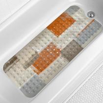Tapete de banheira Lnond Orange antiderrapante 101x40cm com orifícios de drenagem Tapete de banheira Lnond Orange antiderrapante 101x40cm com orifícios de drenagem