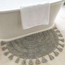 Tapete de banheiro Boho KIBAGA Half Circle 100% algodão com borlas