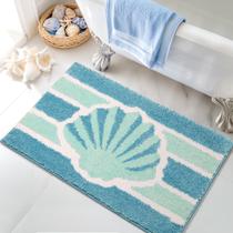 Tapete de banheiro de pelúcia antiderrapante Tyrot Blue Coastal 61x91 cm