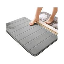 Tapete De Banheiro Em Espuma Memória Com Listras E Cores Sólidas, Antiderrapante E Absorvente