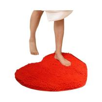 Tapete De Banheiro Em Forma De Coração Chenille Antiderrapante Absorvente De Cor Sólida Tapete Macio