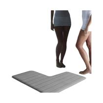 Tapete De Banheiro Em Forma De L De Flanela Listrada Absorvente Antiderrapante Para Chuveiro E
