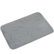 Tapete de Banheiro - Flor - 60cm x 40cm - Cinza - Blanco