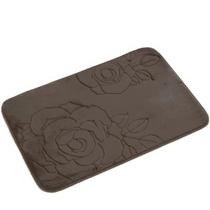 Tapete de Banheiro - Flor - 60cm x 40cm - Marrom - Blanco