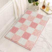 Tapete de banheiro GRANNY SAYS Checkered Pink 60x40cm Absorvente