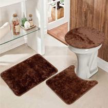 Tapete De Banheiro Kit 3 Pecas Antiderrapante Dubai Cor Caramelo - De Coração Shop