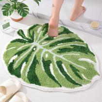 Tapete de banheiro Panstar Green Leaf Monstera Shaped Plush