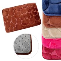 Tapete de Banheiro Piso Soft Super Absorvente Antiderrapante Macio Saída Box Pedras