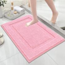 Tapete de banheiro SHACOS 40x60cm macio antiderrapante em microfibra rosa Tapete de banheiro SHACOS 40x60cm macio antiderrapante em microfibra rosa