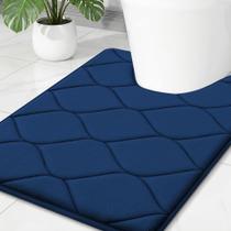 Tapete de banheiro Smiry Memory Foam Tapete sanitário em forma de U azul marinho