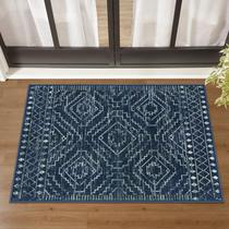 Tapete de banheiro Wonnitar lavável marroquino 60x90cm azul