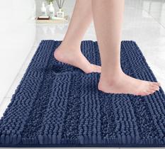 Tapete de banheiro Yimobra azul marinho Chenille 60x40cm antiderrapante