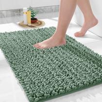Tapete de banheiro Yimobra Chenille Shaggy Green 60x40cm